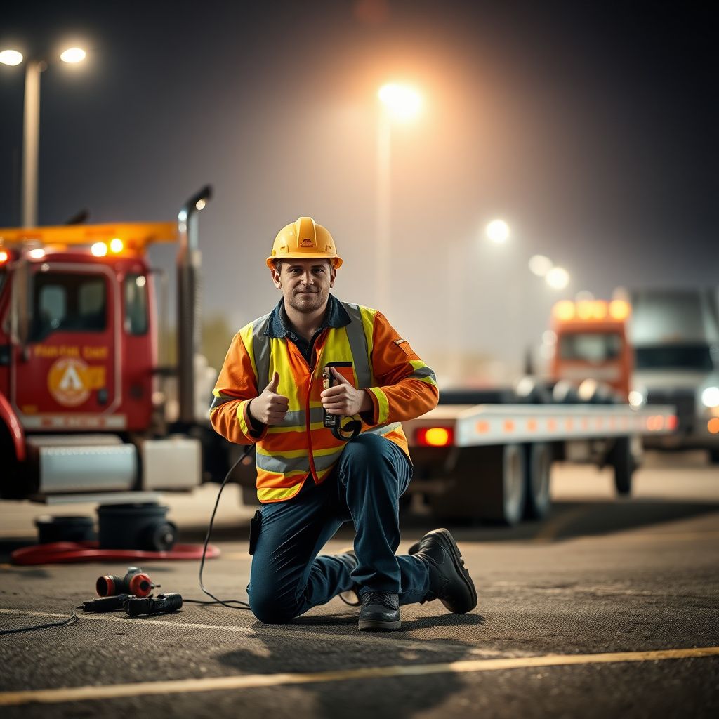 A close-up of a secure wheel-strap tie-down on a flatbed tow truck, demonstrating damage-free towing practices.