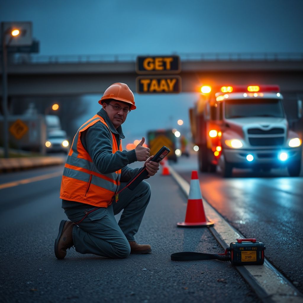 A professional tow truck operator securing a car onto a flatbed truck safely in Medina, Ohio.